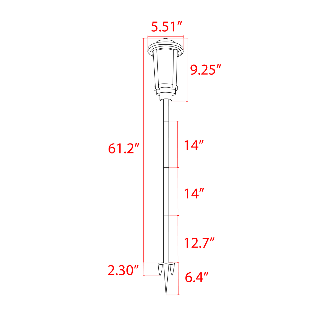 Outdoor Landscape Lighting LED 12V Low Voltage CDPA76 Heavy Duty Cast Aluminum 1.7W Integrated LED Outdoor Landscape 2200K Color Tiki Torch Tall Path Light