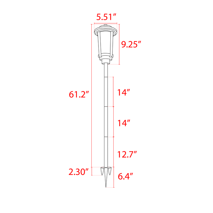 Outdoor Landscape Lighting LED 12V Low Voltage CDPA76 Heavy Duty Cast Aluminum 1.7W Integrated LED Outdoor Landscape 2200K Color Tiki Torch Tall Path Light