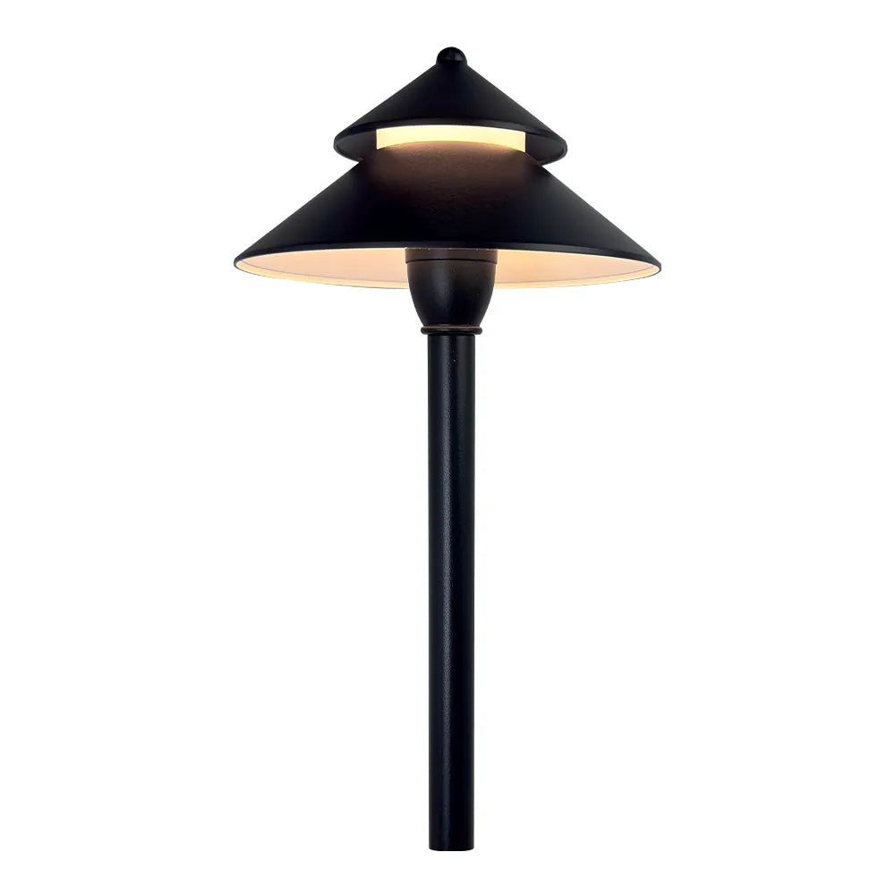 Outdoor Landscape Lighting LED 12V Low Voltage CDPA77 3W 12V-24V AC/DC Low Voltage Two-Tier Mushroom Hat 5CCT Integrated LED Aluminum Path Light