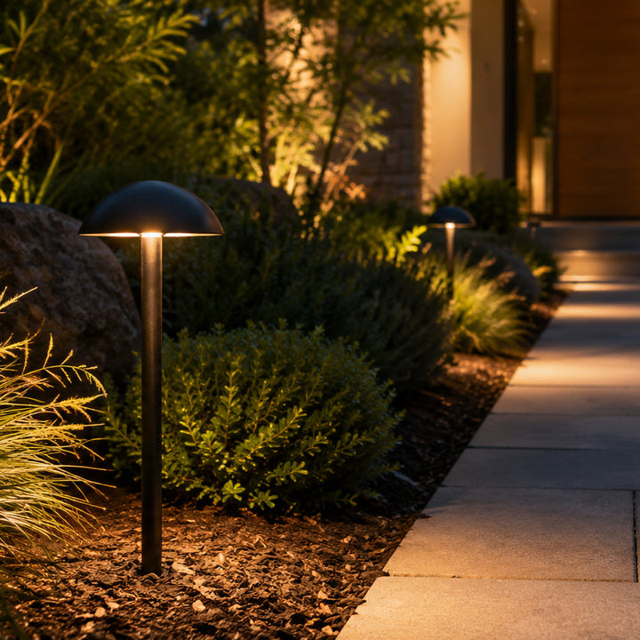Outdoor Landscape Lighting LED 12V Low Voltage CDPA80 5W 12V AC/DC Low Voltage Dome Mushroom Hat 3000K Integrated LED Aluminum Path Light
