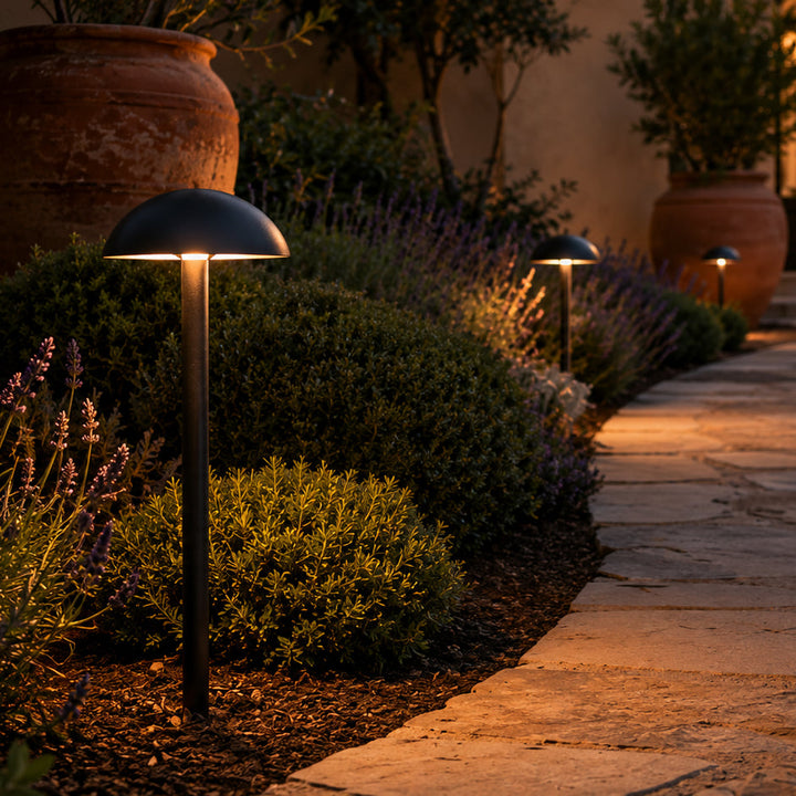 Outdoor Landscape Lighting LED 12V Low Voltage CDPA80 5W 12V AC/DC Low Voltage Dome Mushroom Hat 3000K Integrated LED Aluminum Path Light