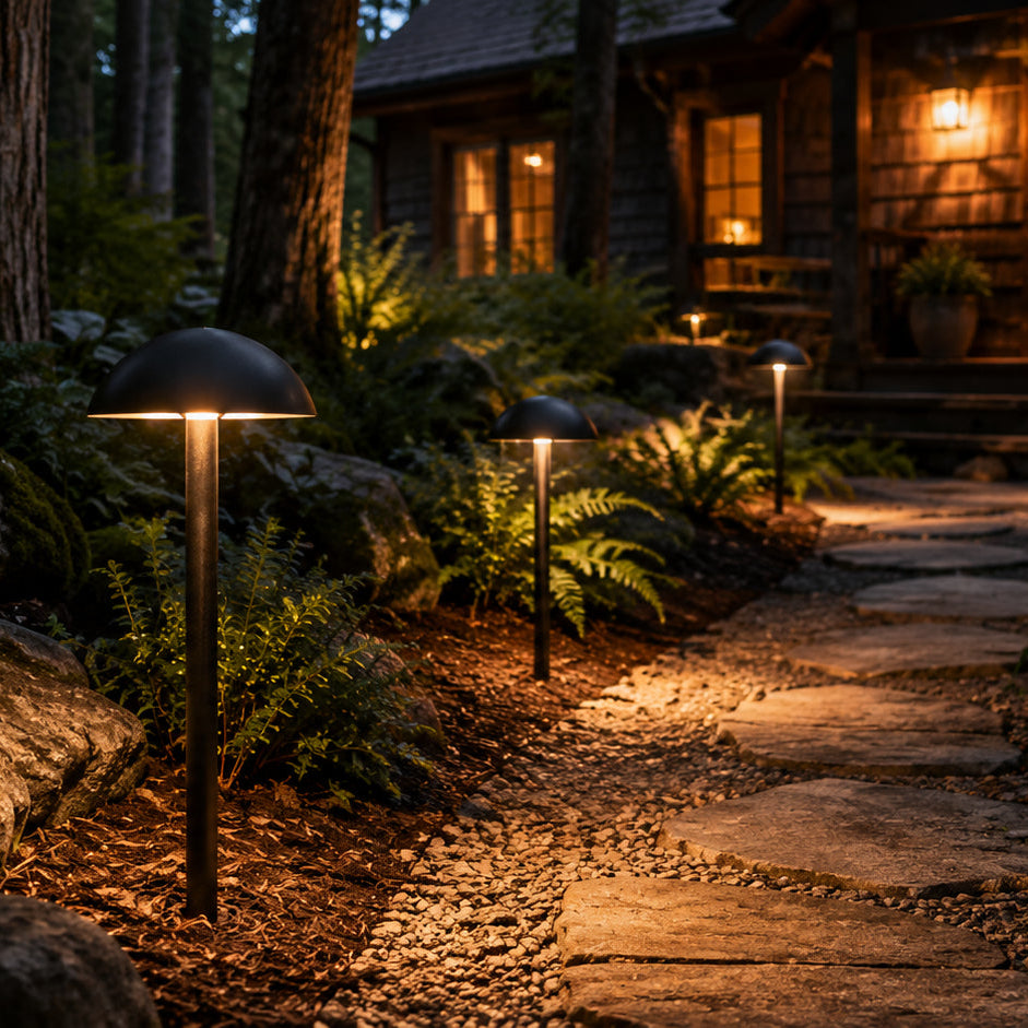 Outdoor Landscape Lighting LED 12V Low Voltage CDPA80 5W 12V AC/DC Low Voltage Dome Mushroom Hat 3000K Integrated LED Aluminum Path Light