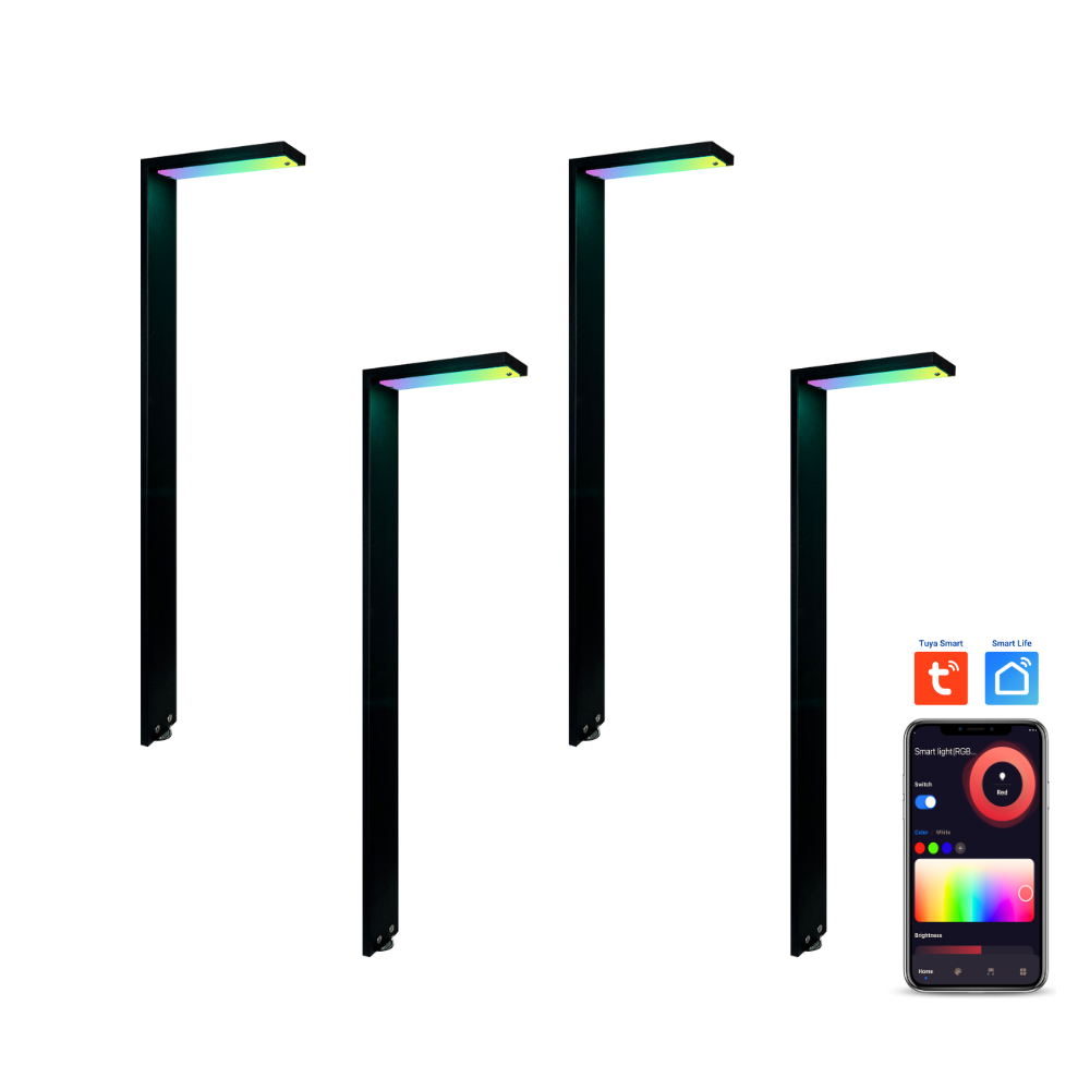 Outdoor Landscape Lighting LED 12V Low Voltage CDPSR58 4x/8x/12x Package Wi-Fi Smart RGBCW 3W Stainless Steel 12V Low Voltage Directional Pathway Light LED Bollard Landscape Lighting Black 4 Pack