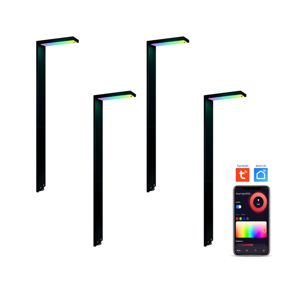 Outdoor Landscape Lighting LED 12V Low Voltage CDPSR58 4x/8x/12x Package Wi-Fi Smart RGBCW 3W Stainless Steel 12V Low Voltage Directional Pathway Light LED Bollard Landscape Lighting Black 4 Pack