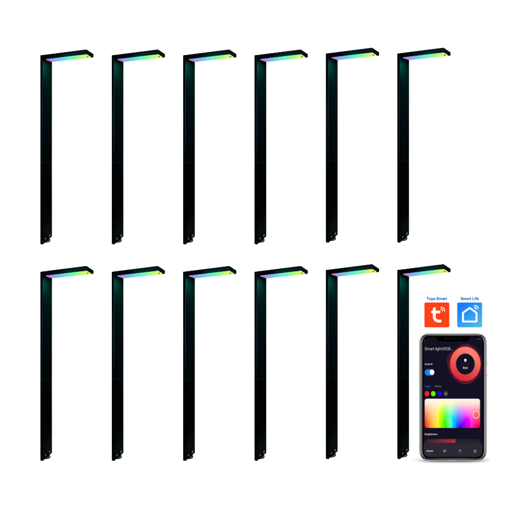 Outdoor Landscape Lighting LED 12V Low Voltage CDPSR58 4x/8x/12x Package Wi-Fi Smart RGBCW 3W Stainless Steel 12V Low Voltage Directional Pathway Light LED Bollard Landscape Lighting Black 12 Pack