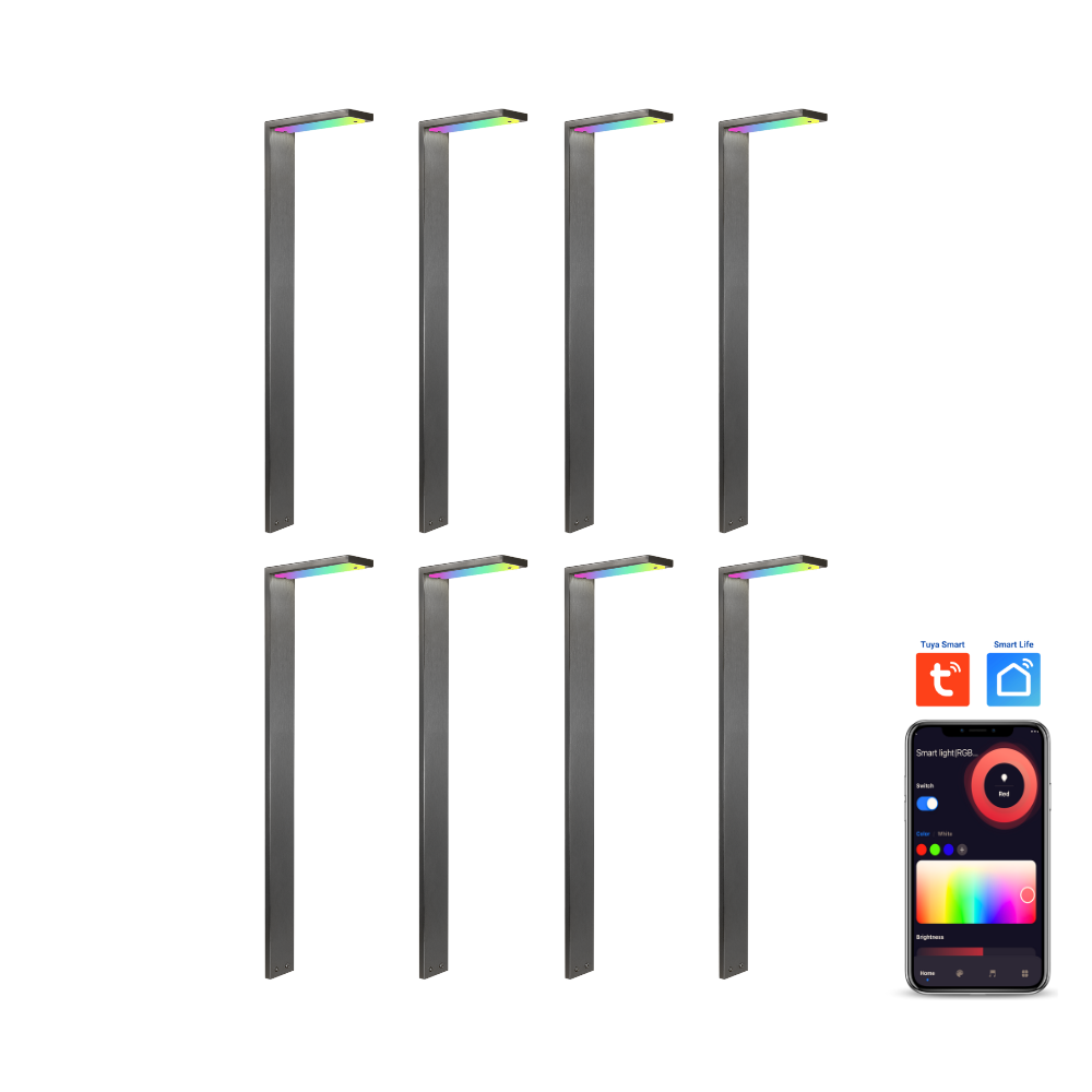 Outdoor Landscape Lighting LED 12V Low Voltage CDPSR58 4x/8x/12x Package Wi-Fi Smart RGBCW 3W Stainless Steel 12V Low Voltage Directional Pathway Light LED Bollard Landscape Lighting Stainless Steel 8 Pack