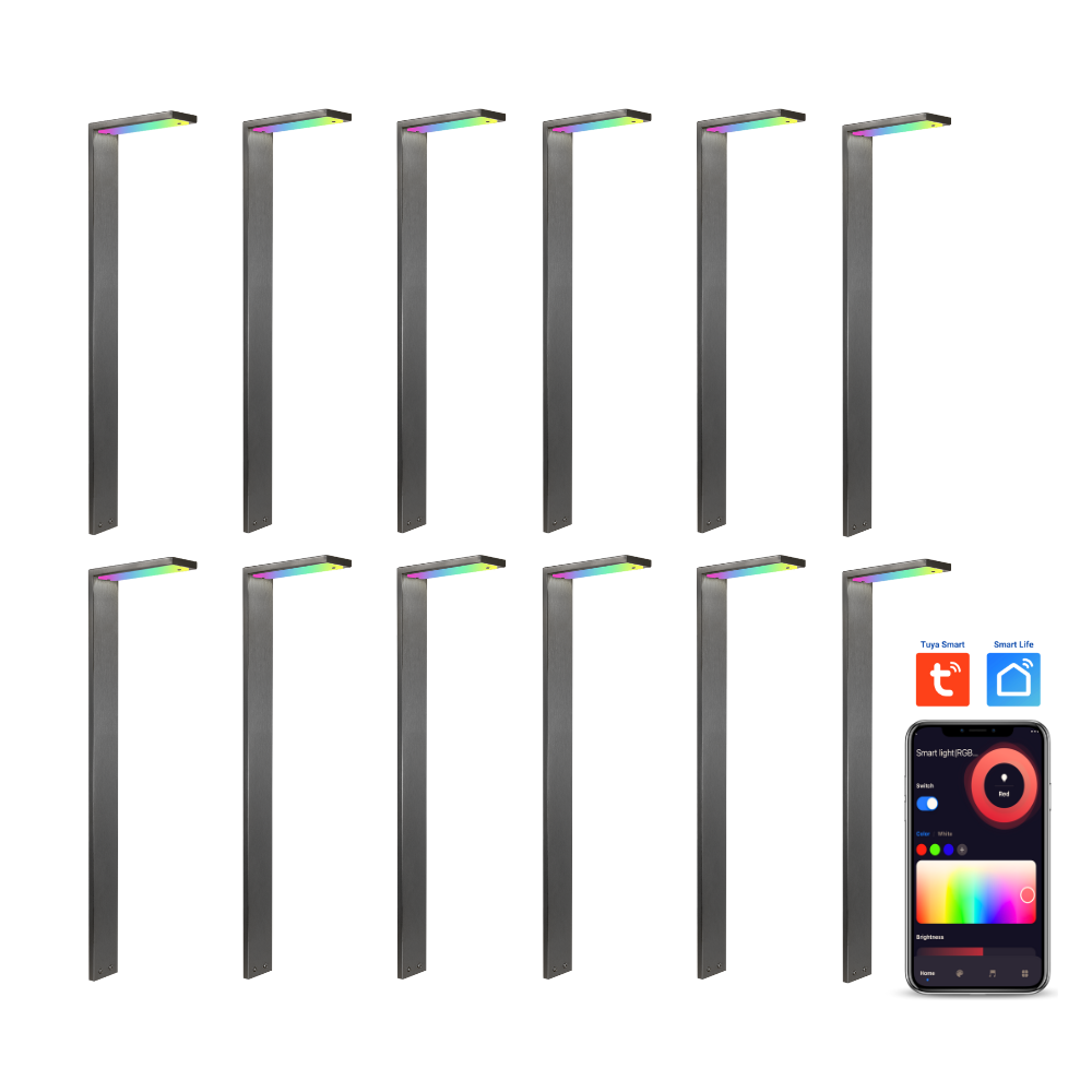 Outdoor Landscape Lighting LED 12V Low Voltage CDPSR58 4x/8x/12x Package Wi-Fi Smart RGBCW 3W Stainless Steel 12V Low Voltage Directional Pathway Light LED Bollard Landscape Lighting Stainless Steel 12 Pack