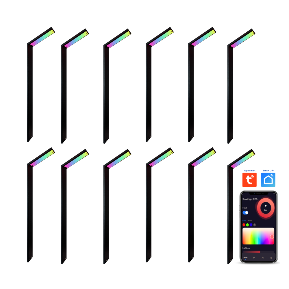 Outdoor Landscape Lighting LED 12V Low Voltage CDPSR59 4x/8x/12x Package Wi-Fi Smart RGBCW 3W Stainless Steel 12V Low Voltage Directional Pathway Light LED Bollard Landscape Lighting Black 12 Pack
