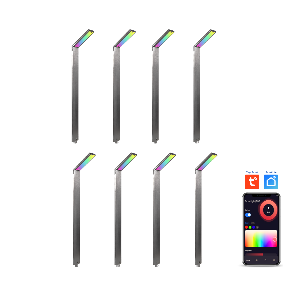 Outdoor Landscape Lighting LED 12V Low Voltage CDPSR59 4x/8x/12x Package Wi-Fi Smart RGBCW 3W Stainless Steel 12V Low Voltage Directional Pathway Light LED Bollard Landscape Lighting Stainless Steel 8 Pack