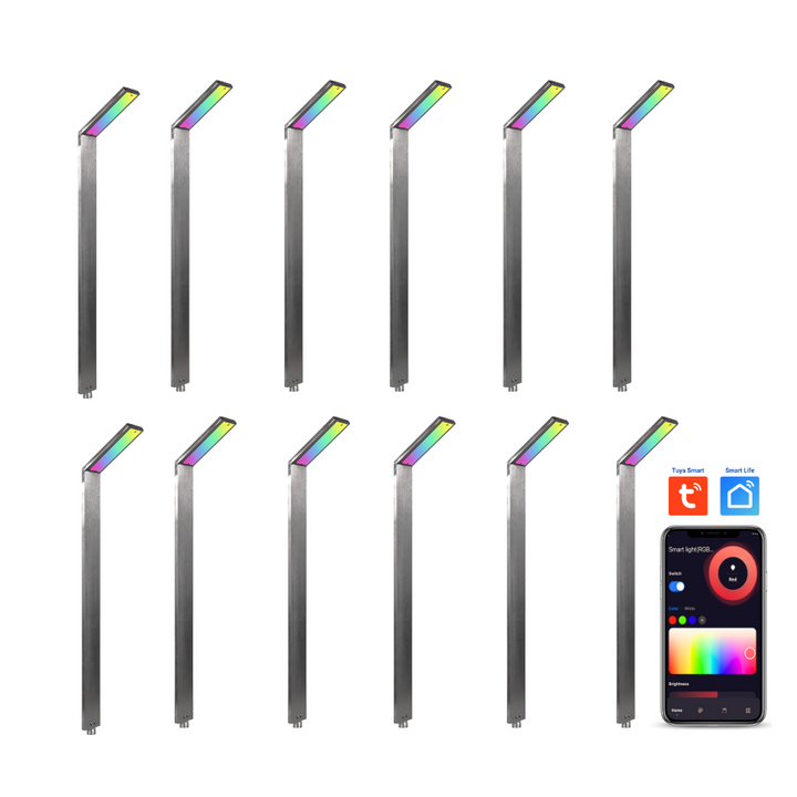 Outdoor Landscape Lighting LED 12V Low Voltage CDPSR59 4x/8x/12x Package Wi-Fi Smart RGBCW 3W Stainless Steel 12V Low Voltage Directional Pathway Light LED Bollard Landscape Lighting Stainless Steel 12 Pack