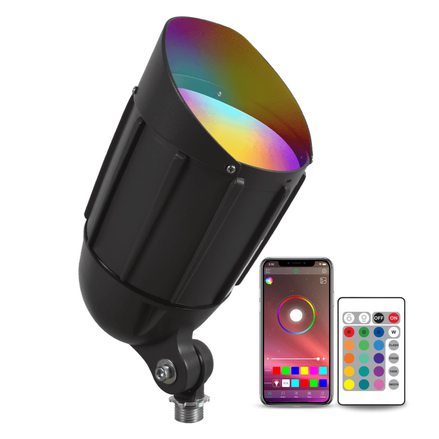 Outdoor Landscape Lighting LED 12V Low Voltage CDRA30 Cast Aluminum Color Changing Spotlight | 30W Integrated RGBW Smart Bluetooth AC12V Low Voltage Landscape Light