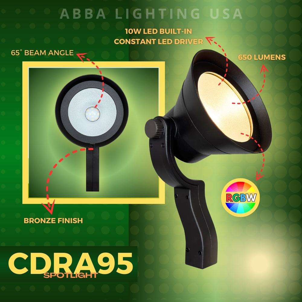 Outdoor Landscape Lighting LED 12V Low Voltage CDRA95 4x/8x/12x Package 10W LED Smart Wi-Fi RGBW Wide Beam Directional Outdoor Landscape Spotlight