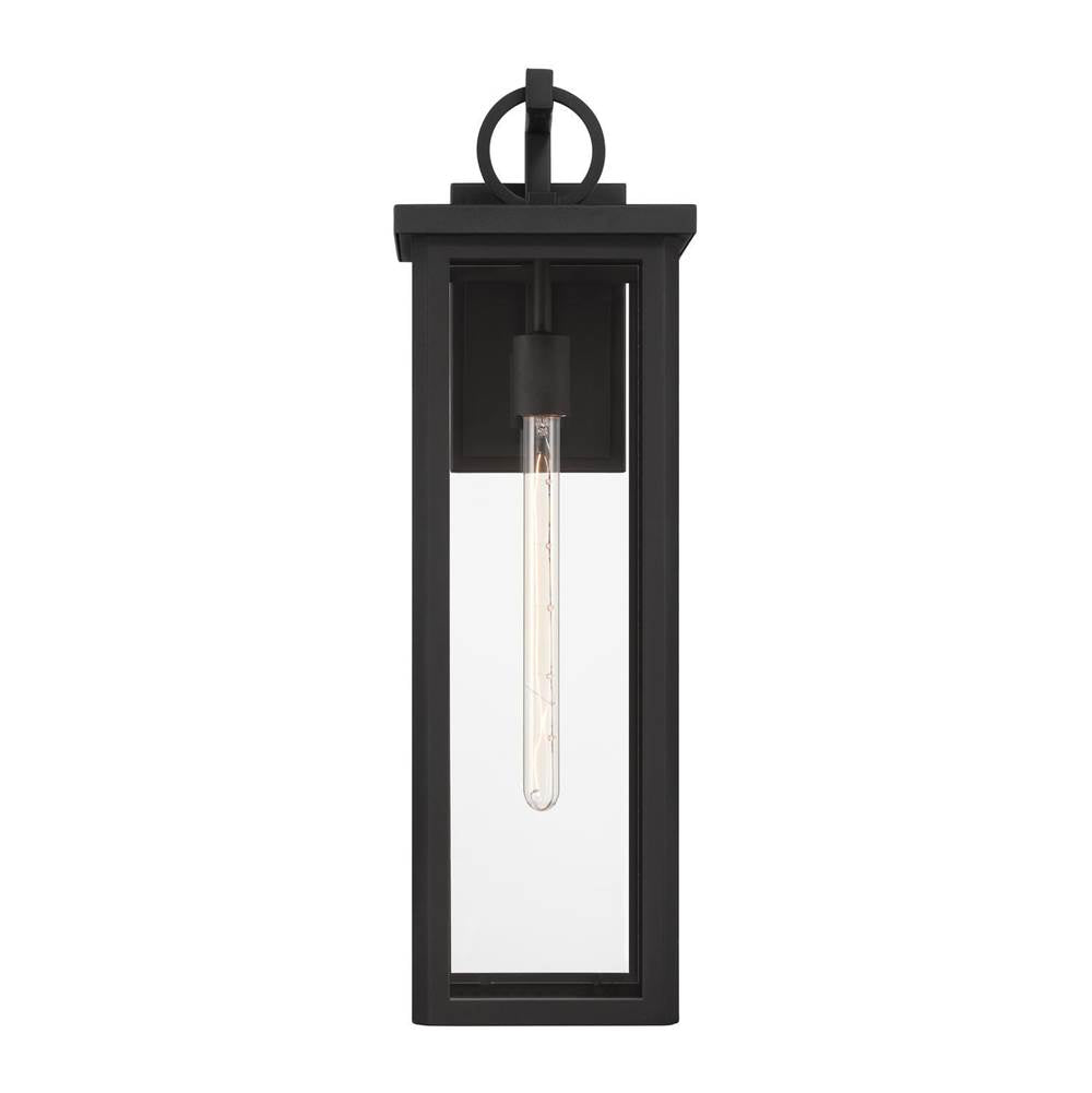 Outdoor Landscape Lighting LED 12V Low Voltage Boadie 1 Light Outdoor Sconce 8"x25" Stainless Steel and Glass Matte Black Finish 120V E26 LED Bulb Socket for Patio, Garden, Exterior Walls