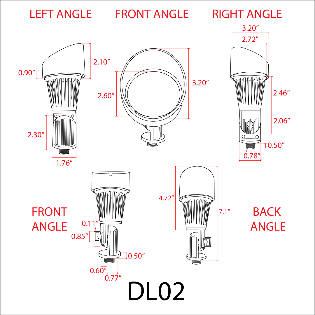 Outdoor Landscape Lighting LED 12V Low Voltage DL02 12V Low Voltage LED Landscape Aluminum Spotlight | Waterproof Aluminum Outdoor Directional Light with MR16 Socket