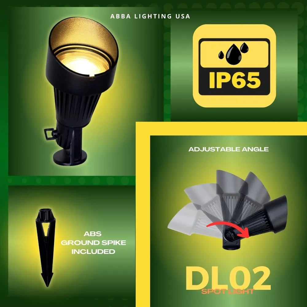 Outdoor Landscape Lighting LED 12V Low Voltage DL02 12V Low Voltage LED Landscape Aluminum Spotlight | Waterproof Aluminum Outdoor Directional Light with MR16 Socket