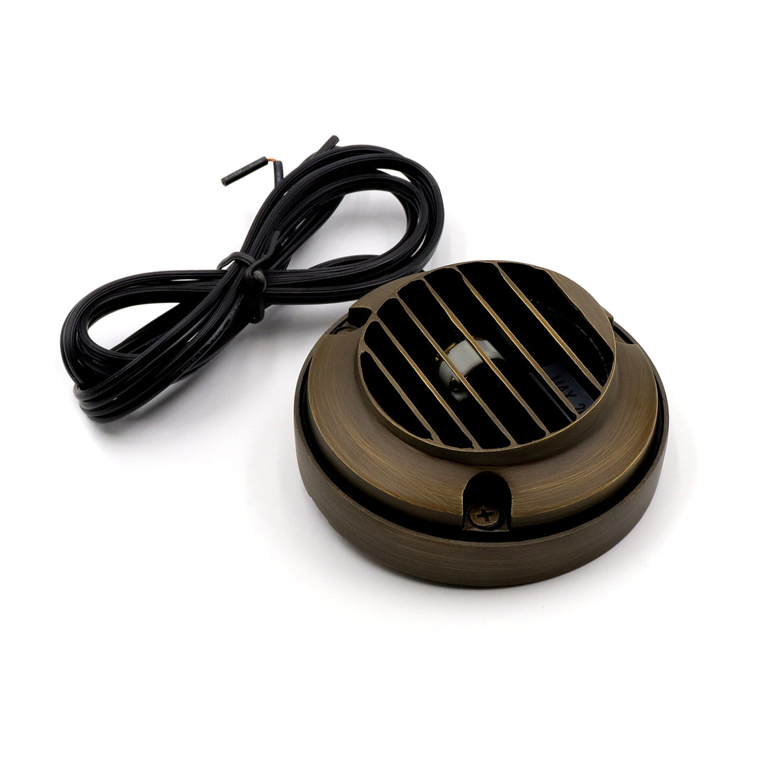 Outdoor Landscape Lighting LED 12V Low Voltage DL02B G4 Solid Brass Round Surface Mount Grilled Deck Light Low Voltage Landscape Lighting