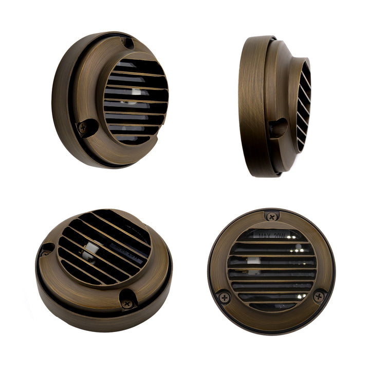 Outdoor Landscape Lighting LED 12V Low Voltage DL02B G4 Solid Brass Round Surface Mount Grilled Deck Light Low Voltage Landscape Lighting