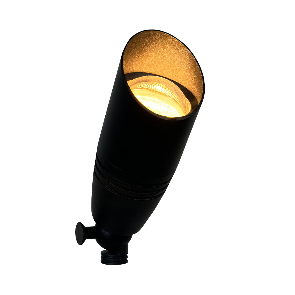 Outdoor Landscape Lighting LED 12V Low Voltage DL05R 8W RGBCW Cast Aluminum 12V AC/DC Low Voltage Integrated LED Smooth Bullet Directional Outdoor Spotlight IP65