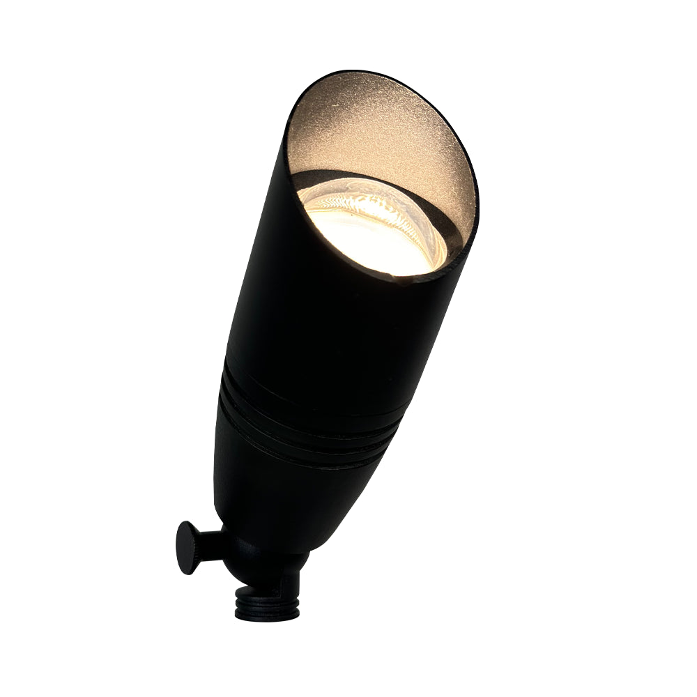 Outdoor Landscape Lighting LED 12V Low Voltage DL05R 8W RGBCW Cast Aluminum 12V AC/DC Low Voltage Integrated LED Smooth Bullet Directional Outdoor Spotlight IP65