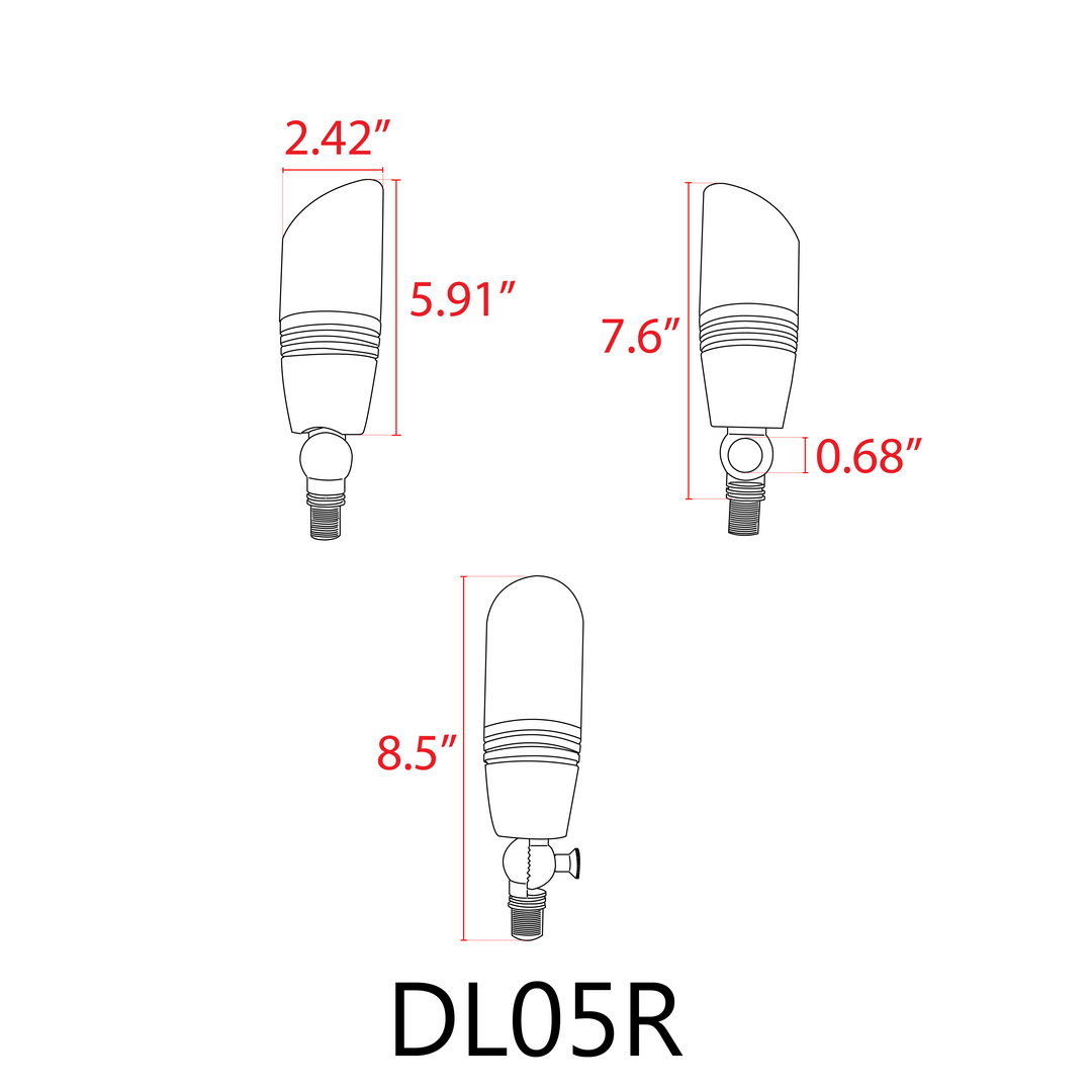 Outdoor Landscape Lighting LED 12V Low Voltage DL05R 8W RGBCW Cast Aluminum 12V AC/DC Low Voltage Integrated LED Smooth Bullet Directional Outdoor Spotlight IP65