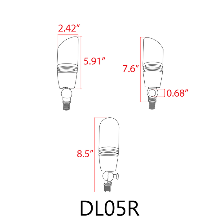 Outdoor Landscape Lighting LED 12V Low Voltage DL05R 8W RGBCW Cast Aluminum 12V AC/DC Low Voltage Integrated LED Smooth Bullet Directional Outdoor Spotlight IP65