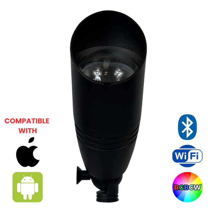 Outdoor Landscape Lighting LED 12V Low Voltage DL05R 8W 4x/8x/12x Package RGBCW Cast Aluminum 12V AC/DC Low Voltage Integrated LED Smooth Bullet Directional Outdoor Spotlight IP65