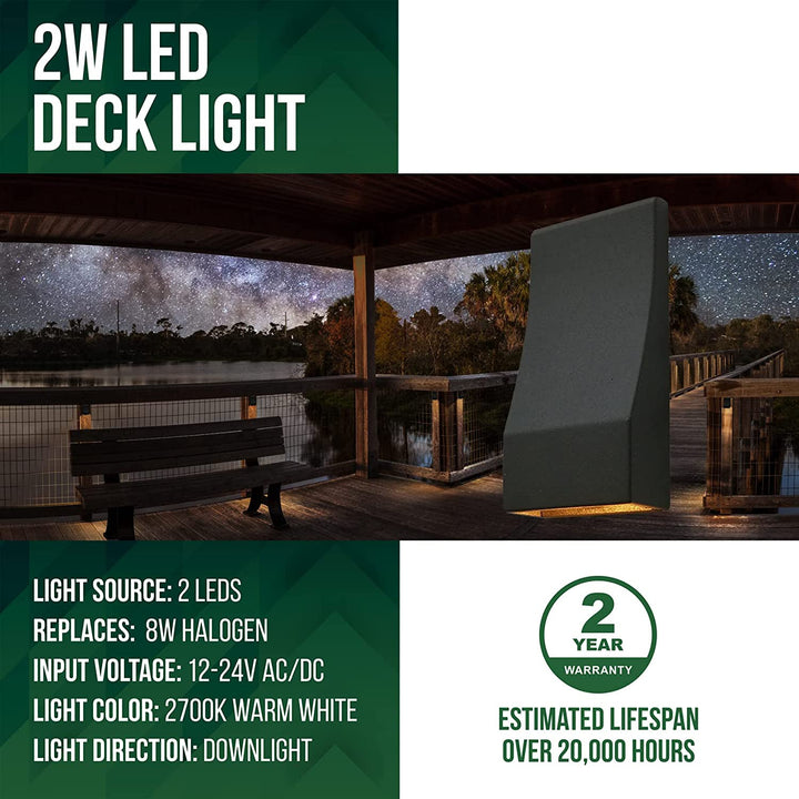 Outdoor Landscape Lighting LED 12V Low Voltage DLA06 6-Pack 2W Low Voltage LED Outdoor Deck Down Lights Package, 12V LED Step Patio Landscape Lights