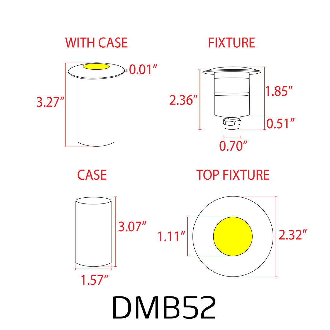 Outdoor Landscape Lighting LED 12V Low Voltage DMB52 Cast Brass In-Ground Well Light | 1.5W 3000K Warm White Integrated LED 12V Low Voltage Landscape Light