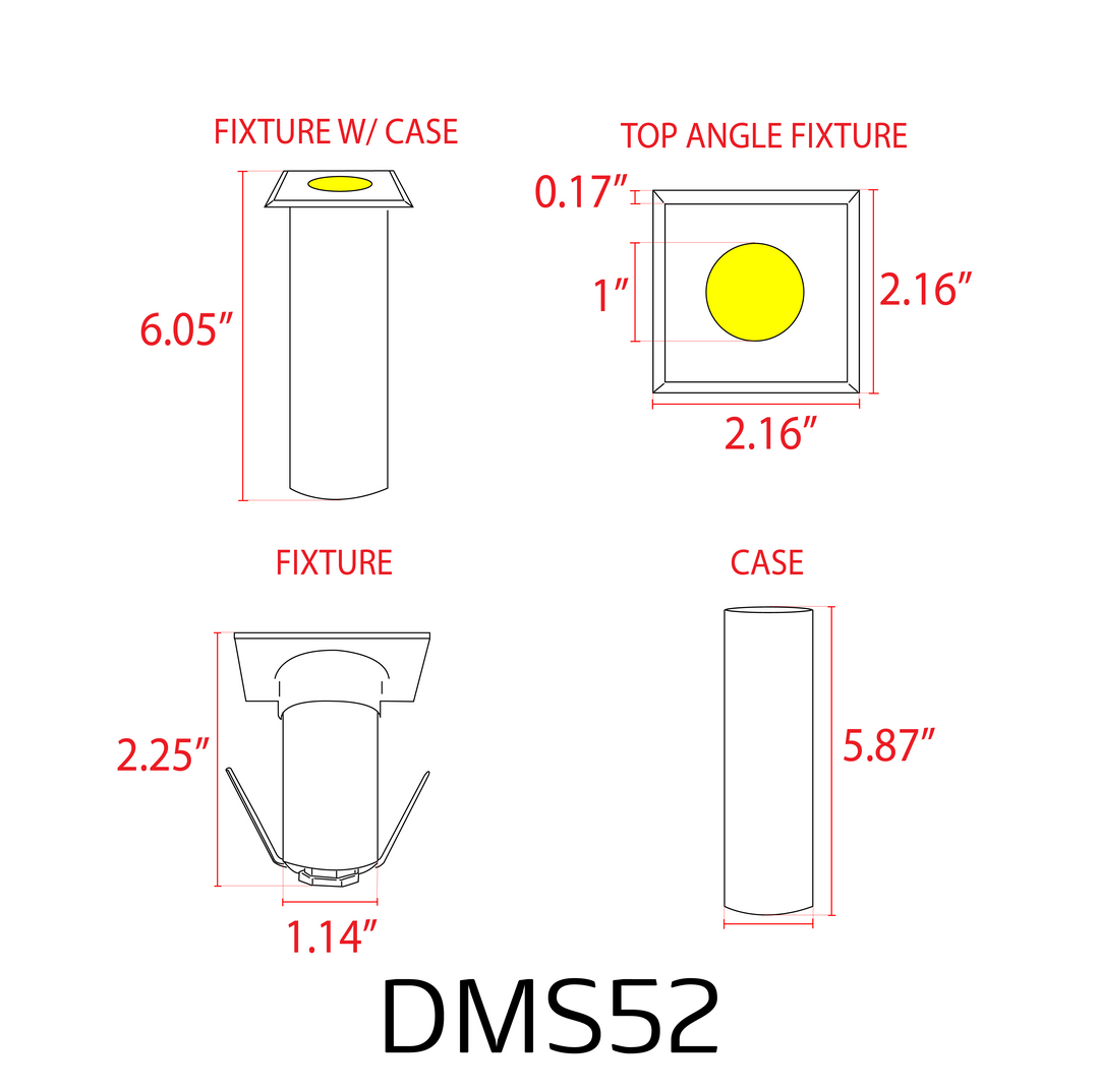 Outdoor Landscape Lighting LED 12V Low Voltage DMS52 4x/8x/12x Package 3W COB 12V Low Voltage LED Square Top Stainless Steel Waterproof In-Ground Landscape Well Light 3000K/5000K