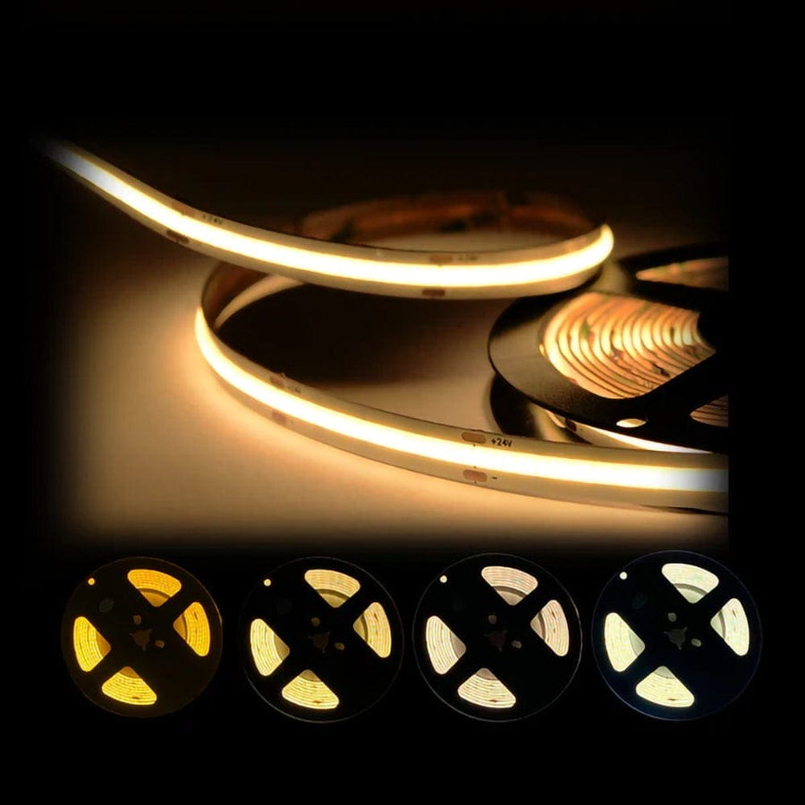 Outdoor Landscape Lighting LED 12V Low Voltage SLD02 Dotless Single Color Linear LED Strip Lights Low Voltage FCOB 3.5W/ft 8mm DC12V Tape Light IP20 Indoor and IP67 Waterproof