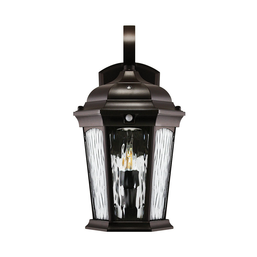 Outdoor Landscape Lighting LED 12V Low Voltage Aluminum LED Wall Flame Lantern with Water Glass 12.5W 1200lm 3000K with Flame Bulb Effect Fixture with Photocell and Motion Sensor Integrated LED Line Voltage 120V AC IP65 Waterproof