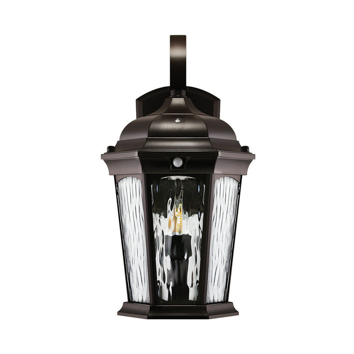 Outdoor Landscape Lighting LED 12V Low Voltage Aluminum LED Wall Flame Lantern with Water Glass 12.5W 1200lm 3000K with Flame Bulb Effect Fixture with Photocell and Motion Sensor Integrated LED Line Voltage 120V AC IP65 Waterproof