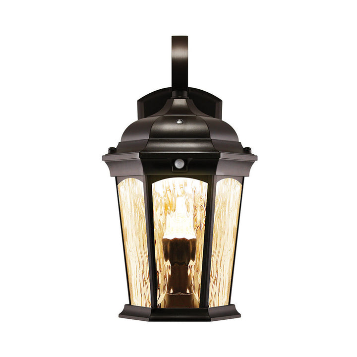 Outdoor Landscape Lighting LED 12V Low Voltage Aluminum LED Wall Flame Lantern with Water Glass 12.5W 1200lm 3000K with Flame Bulb Effect Fixture with Photocell and Motion Sensor Integrated LED Line Voltage 120V AC IP65 Waterproof