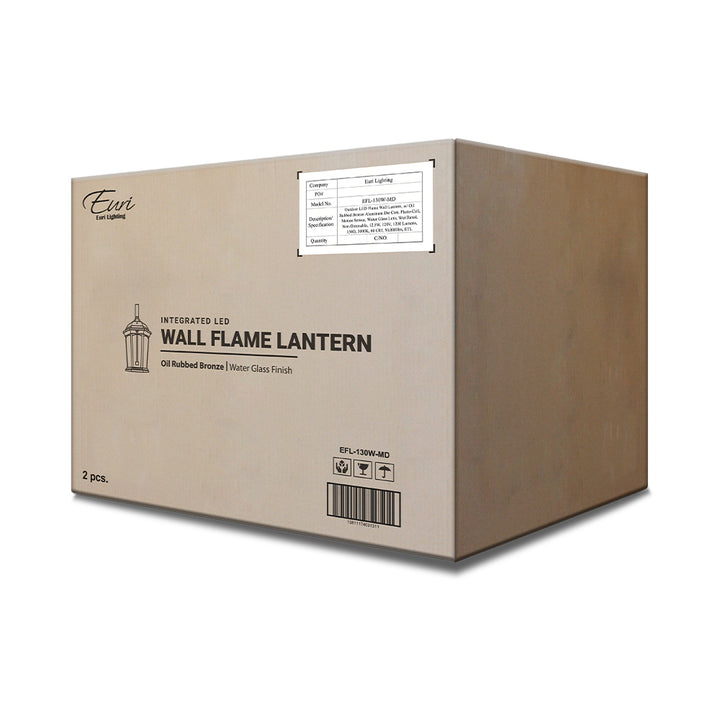 Outdoor Landscape Lighting LED 12V Low Voltage Aluminum LED Wall Flame Lantern with Water Glass 12.5W 1200lm 3000K with Flame Bulb Effect Fixture with Photocell and Motion Sensor Integrated LED Line Voltage 120V AC IP65 Waterproof