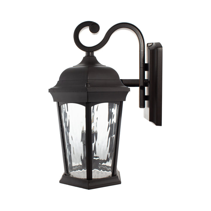 Outdoor Landscape Lighting LED 12V Low Voltage Aluminum LED Wall Flame Lantern with Water Glass 12.5W 1200lm 3000K with Flame Bulb Effect Fixture with Photocell and Motion Sensor Integrated LED Line Voltage 120V AC IP65 Waterproof Bronze