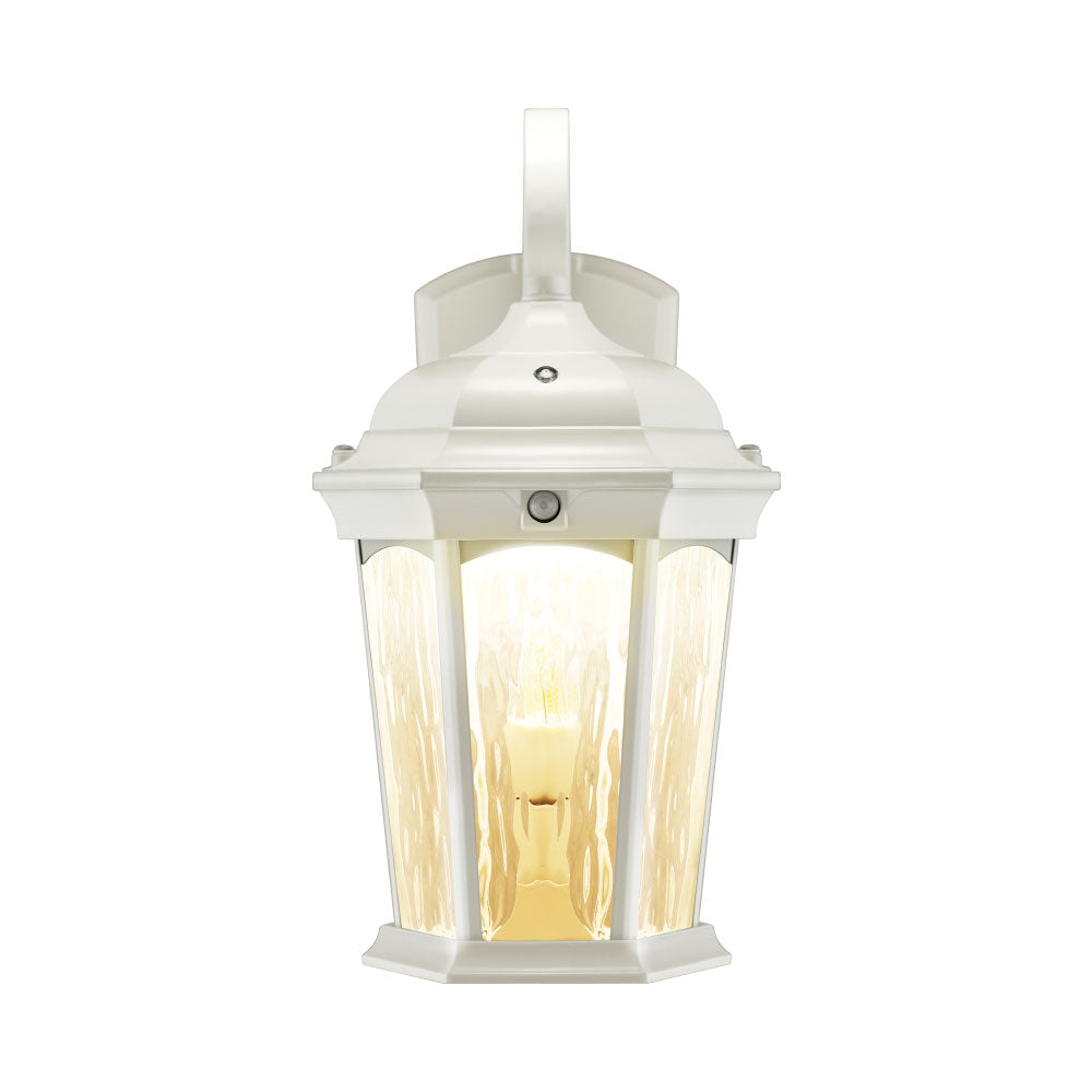 Outdoor Landscape Lighting LED 12V Low Voltage Aluminum LED Wall Flame Lantern with Water Glass 12.5W 1200lm 3000K with Flame Bulb Effect Fixture with Photocell and Motion Sensor Integrated LED Line Voltage 120V AC IP65 Waterproof
