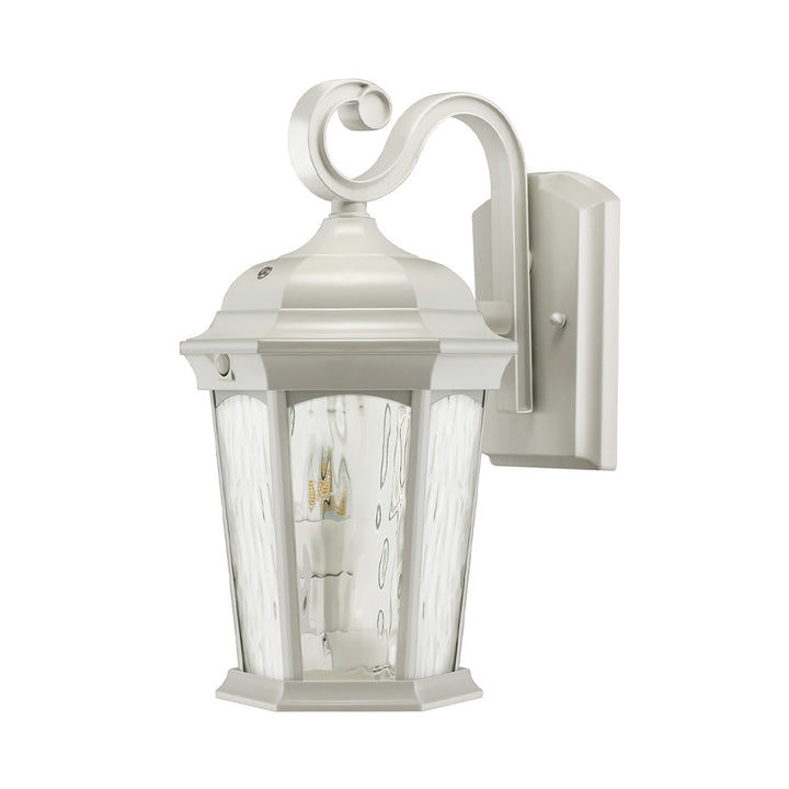 Outdoor Landscape Lighting LED 12V Low Voltage Aluminum LED Wall Flame Lantern with Water Glass 12.5W 1200lm 3000K with Flame Bulb Effect Fixture with Photocell and Motion Sensor Integrated LED Line Voltage 120V AC IP65 Waterproof White