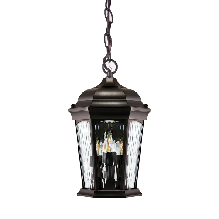 Outdoor Landscape Lighting LED 12V Low Voltage Aluminum LED Hanging Flame Lantern with Water Glass 12.5W 1300lm 3000K with Flame Bulb Effect Fixture with Photocell and Motion Sensor Integrated LED Line Voltage 120V AC IP64 Damp-rated