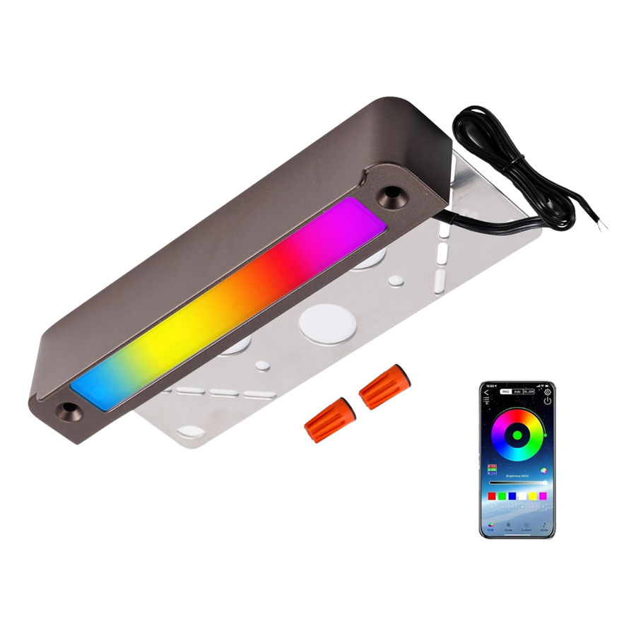 Outdoor Landscape Lighting LED 12V Low Voltage ELRA02 7 Inch 5W RGBCW 3000K-5000K LED Retaining Wall Lights, Hardscape Color Changing ORB RGB 12V Low Voltage Landscape Lights Package 1 Pack