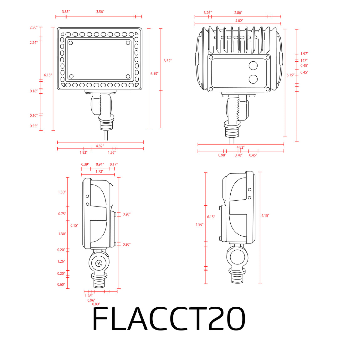 Outdoor Landscape Lighting LED 12V Low Voltage FLACCT20 Bronze 12V Low Voltage Adjustable 3CCT and Wattage 5W-20W Integrated LED Landscape Lighting Outdoor Floodlight