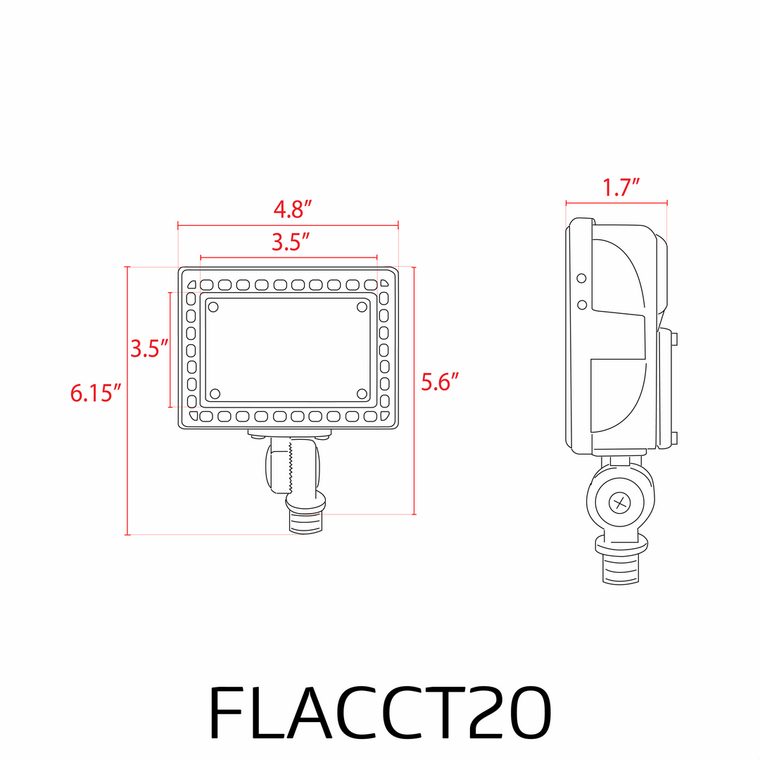 Outdoor Landscape Lighting LED 12V Low Voltage FLACCT20 Bronze 4x/8x/12x Package 12V Low Voltage Adjustable CCT and Wattage 5W-20W Integrated LED Landscape Lighting Aluminum Outdoor Floodlight