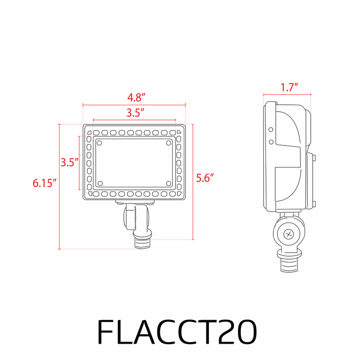 Outdoor Landscape Lighting LED 12V Low Voltage FLACCT20 Bronze 4x/8x/12x Package 12V Low Voltage Adjustable CCT and Wattage 5W-20W Integrated LED Landscape Lighting Aluminum Outdoor Floodlight
