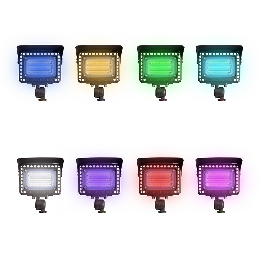 Outdoor Landscape Lighting LED 12V Low Voltage FLARGBCW20 Bronze 4x/8x/12x Package 12V Low Voltage 20W RGBCW Outdoor LED Landscape Lighting Bronze Aluminum Floodlight