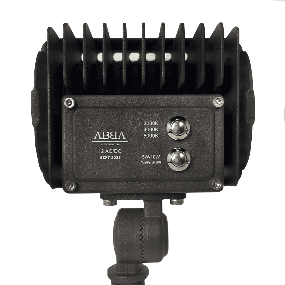 Outdoor Landscape Lighting LED 12V Low Voltage FLACCT20 Bronze 4x/8x/12x Package 12V Low Voltage Adjustable CCT and Wattage 5W-20W Integrated LED Landscape Lighting Aluminum Outdoor Floodlight