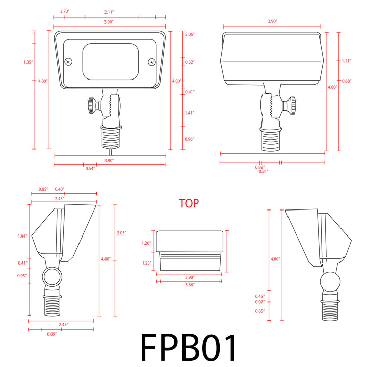 Outdoor Landscape Lighting LED 12V Low Voltage FPB01 4x/8x/12x Package Brass Rectangular LED Directional Floodlight Adjustable Lighting with G4 3W 3000K Bulb