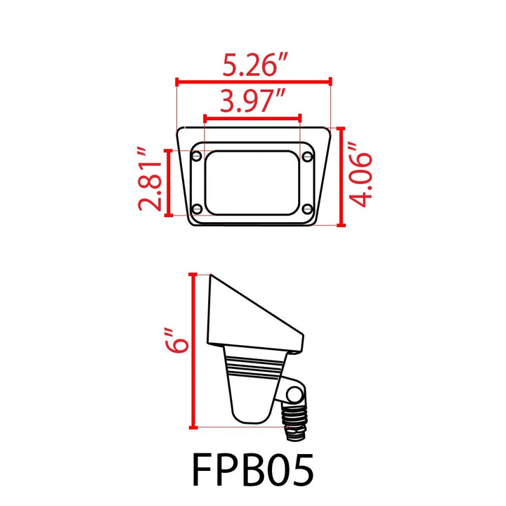 Outdoor Landscape Lighting LED 12V Low Voltage FPB05 4x/8x/12x Package Cast Brass Rectangular LED 12V Low Voltage Directional Floodlight Adjustable Landscape Lighting with MR16 5W 3000K Bulb