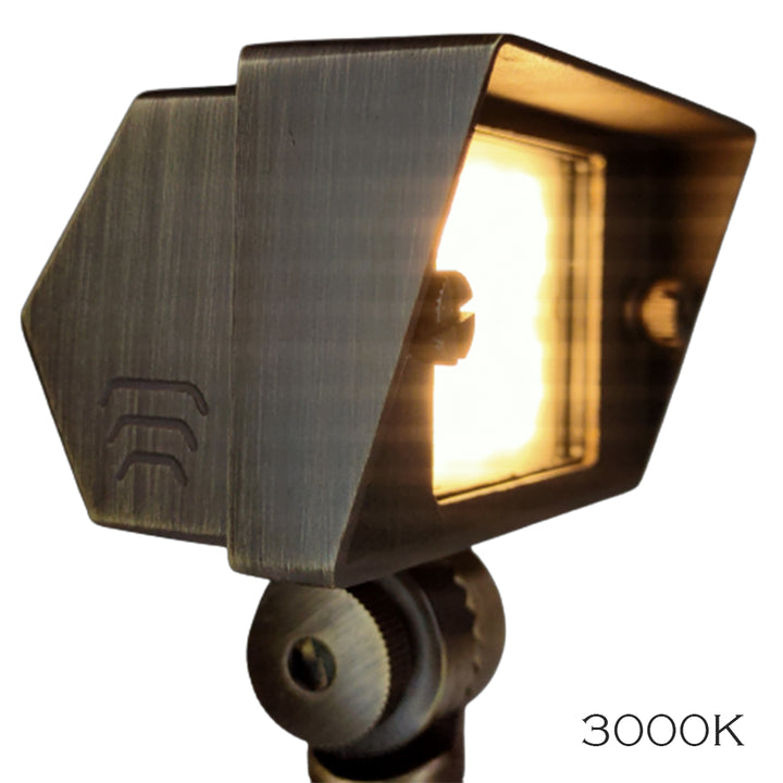 Outdoor Landscape Lighting LED 12V Low Voltage FPBCC04 Cast Brass 3CCT Adjustable 2W-7W Rectangular Built-In LED Floodlight Low Voltage Fixture