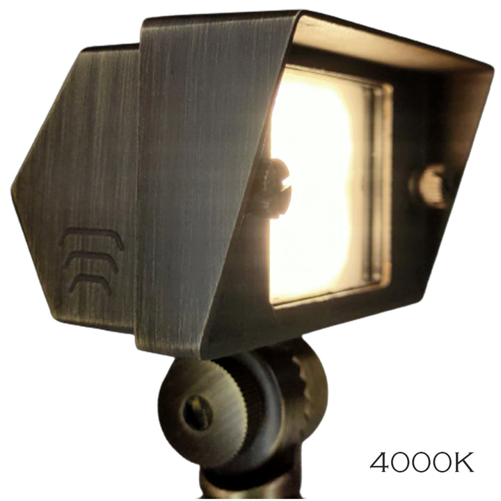 Outdoor Landscape Lighting LED 12V Low Voltage FPBCC04 Cast Brass 3CCT Adjustable 2W-7W Rectangular Built-In LED Floodlight Low Voltage Fixture