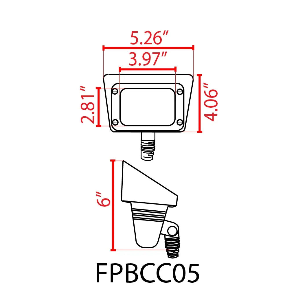Outdoor Landscape Lighting LED 12V Low Voltage FPBCC05 Cast Brass 3CCT Adjustable 3W-10W Rectangular Built-In LED Floodlight 12V Low Voltage Floodlight Fixture