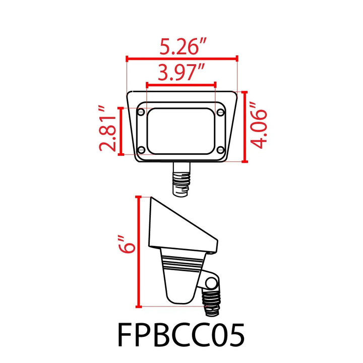 Outdoor Landscape Lighting LED 12V Low Voltage FPBCC05 Cast Brass 3CCT Adjustable 3W-10W Rectangular Built-In LED Floodlight 12V Low Voltage Floodlight Fixture